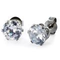 West Coast Jewelry Stainless Steel 7 mm Cubic Zirconia Stud Earrings