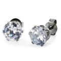 West Coast Jewelry Stainless Steel 6 mm Cubic Zirconia Stud Earrings