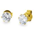 West Coast Jewelry Goldplated Stainless Steel 3 mm Cubic Zirconia Stud Earrings