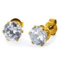 West Coast Jewelry Goldplated Steel 6 mm Cubic Zirconia Stud Earrings