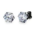 West Coast Jewelry Black Stainless Steel Cubic Zirconia Stud Earrings (8 mm)