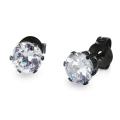 West Coast Jewelry Black Stainless Steel Cubic Zirconia Stud Earrings (4 mm)