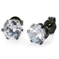 West Coast Jewelry Black Stainless Steel Cubic Zirconia Stud Earrings (7 mm)