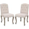 Nirot Beige Linen Side Chairs (Set of 2)