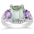 Sterling Silver Amethyst and Rose de France Ring