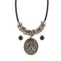 Two-tone Initial 'K' Antiqued Necklace and Earring Set