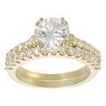 Journee Collection Goldtone Round-cut CZ Bridal Ring Set