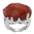 Silvertone Created Carnelian Ring