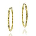 Two-Tone Yellow Diamond Accent Oval Hoop Earrings