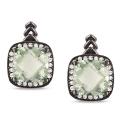 Silver Green Amethyst and 1/5ct TDW Diamond Earrings (G-H, I3)