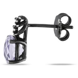 Silver Rose de France and Diamond Accent Earrings