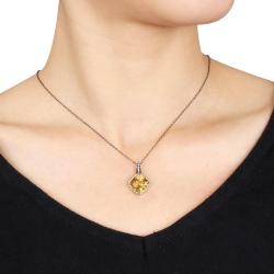 10k Gold Citrine and Diamond Accent Necklace (G-H, I2-I3)