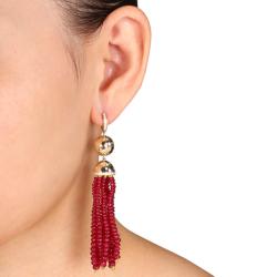 14k Yellow Gold 96ct TGW Ruby 4/5ct TDW Diamond Drop Earrings (G-H, SI1-SI2)