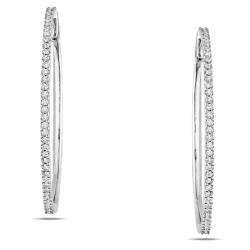 14k White Gold 1/2ct TDW Diamond Hoop Earrings (G-H, SI1-SI2)