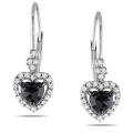 Miadora 10k White Gold 1ct TDW Black and White Diamond Earrings