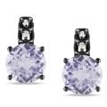 Silver Rose de France and Diamond Accent Earrings