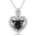 10k White Gold 1ct TDW Black and White Diamond Necklace (G-H, I2-I3)