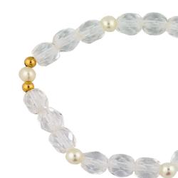 Junior Jewels 14k Yellow Gold Pearl and Bead Baby Bracelet