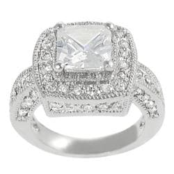 Journee Collection Silvertone Princess-cut Cubic Zirconia Ring
