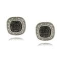Finesque Silver Overlay Diamond Accent Black and White Square Earrings