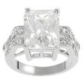 Tressa Silvertone Emerald-cut Cubic Zirconia Ring