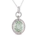Sterling Silver Green Amethyst and 1/10ct TDW Diamond Necklace (G-H, I3)