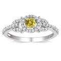 Miadora 14k Gold 1/2ct TDW Yellow and White Diamond Halo Ring (G-H, I1-I2)