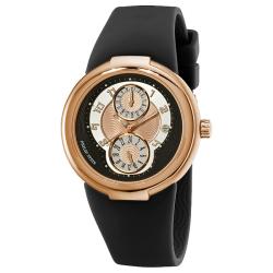 Philip Stein Men's 'Active' Black Rubber Strap Rose Goldtone Watch