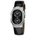 Philip Stein Women's 'Signature' Black Leather Strap Diamond Watch