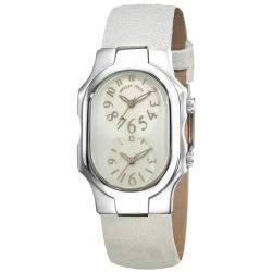 Philip Stein Women's 'Signature' White Leather Strap Dual Time Watch