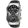 Philip Stein Men's 'Signature' Black Strap Dual Time Chronograph Watch