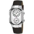 Philip Stein Men's 'Signature' Black Leather Strap Dual Time Watch