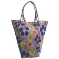 Lavender Rose Jute Floral Pattern Tote Bag