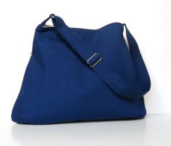 E. L. Menns Blue Stripe Red Floral Shoulder Bag