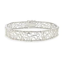 DB Designs Sterling Silver 1/2ct TDW White Diamond Floral Bracelet (I-J, 12-13)