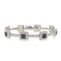 Sterling Silver 1/3ct TDW Blue Diamond Square Link Bracelet