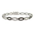 Sterling Silver Black Diamond Accent Oval Link Bracelet