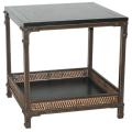Bedford Wicker Accent Wood Top End Table