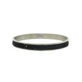 Stainless Steel Black Crystal Pave Bangle Bracelet