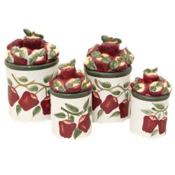 Casa Cortes Country Apple Collection Deluxe 4-piece Canister Set