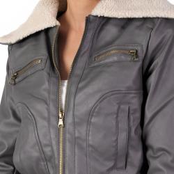 Ci Sono by Journee Junior's Wool Accent Faux Leather Zippered Jacket