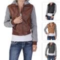 Miss Posh by Journee Juniors PU Leather Knit-sleeve Varsity Jacket