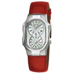 Philip Stein Women's 'Signature' Red Leather Strap Dual Time Watch