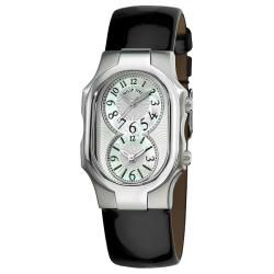 Philip Stein Women's 'Signature' Shiny Black Leather Strap Watch