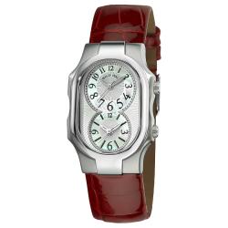 Philip Stein Women's 'Signature' Red Leather Strap Dual Time Watch
