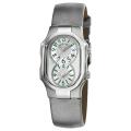 Philip Stein Women's 'Signature' Grey Leather Strap Dual Time Watch