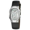 Philip Stein Women's 'Signature' Black Leather Strap Dual Time Watch