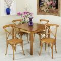 Natural Square Table with 4 Brown Cross Back Chairs