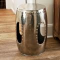 Round Mirror Nickel Rivet Barrel Stool (India)