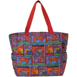 Laurel Burch Cat Portraits Quilted Art Shoulder Tote 